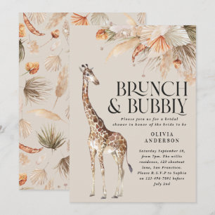 Botanisches Pampas-Gras-Giraffe-Brautparty Einladung