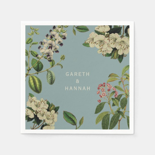 BOTANISCHES PAPIER NAPKIN-DUCK EISBLAU SERVIETTE (Vorderseite)