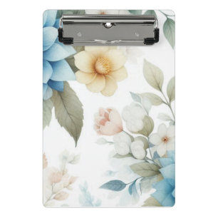 Botanisches Pastell Blau Gelb Mini Klemmbrett