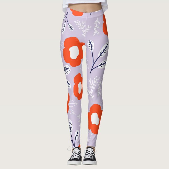 Botanisches Pastellrosa: Blumenmuster Leggings (Vorderseite)