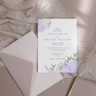 Botanisches Periwinkle Wasserfarbenhochzeit Einlad Einladung