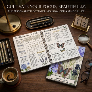 Botanisches personalisiertes Bullet Journal Notizbuch