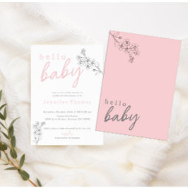 Botanisches Pink Hello Baby Dusche Einladung
