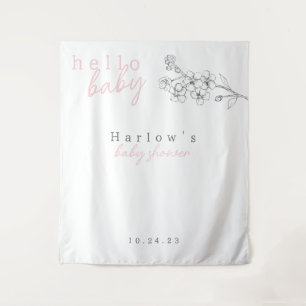 Botanisches Pink Hello Baby Shooting Banner Wandteppich