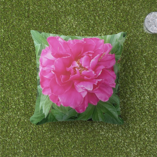Botanisches Pink Peony Green Blätter Kissen (Golfball-Marker)