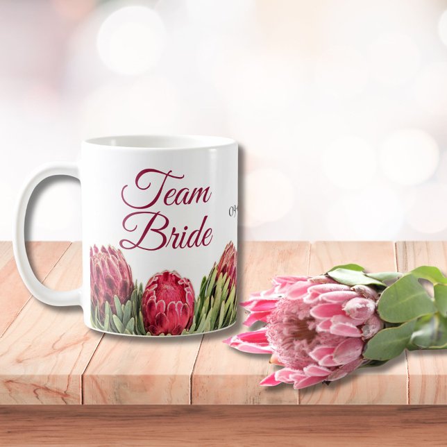 Botanisches Pink-Protea Blumenstrauß-Geschenk Kaff Kaffeetasse (Von Creator hochgeladen)