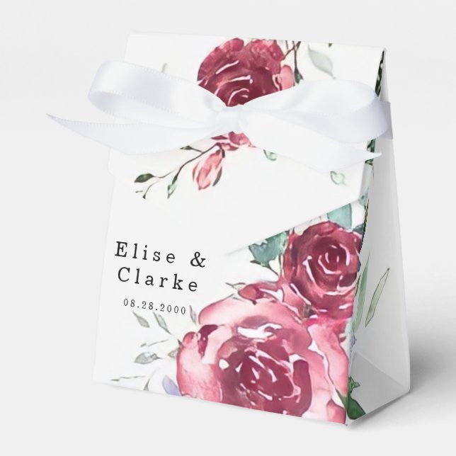 Botanisches Pink und Burgund Blumenhochzeit Geschenkschachtel (Vorderseite)