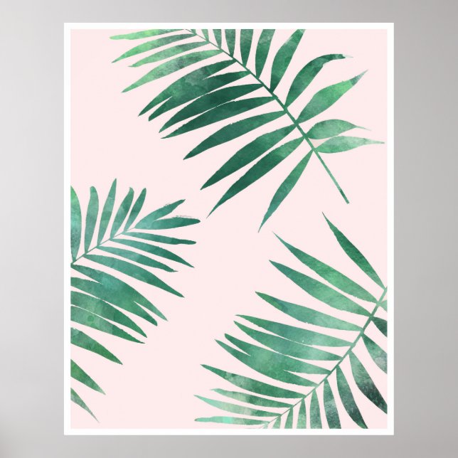 Botanisches Plakatdruck grün und rosa Poster (Vorne)