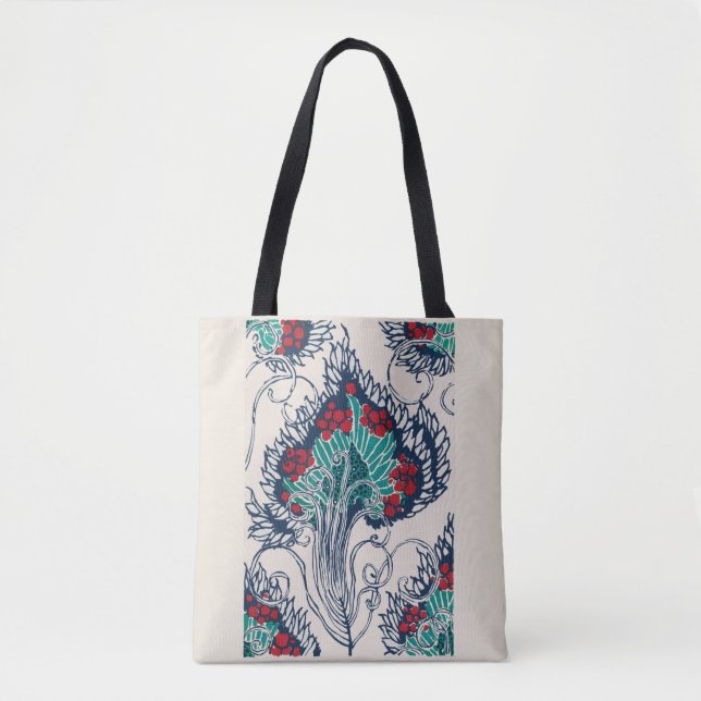 Botanisches Pochoir-Muster im Jugendstil Tasche (Vorderseite)