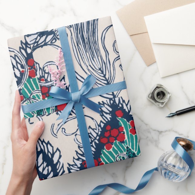 Botanisches Pochoir-Muster orientalisch Samarkande Geschenkpapier (Schenken)