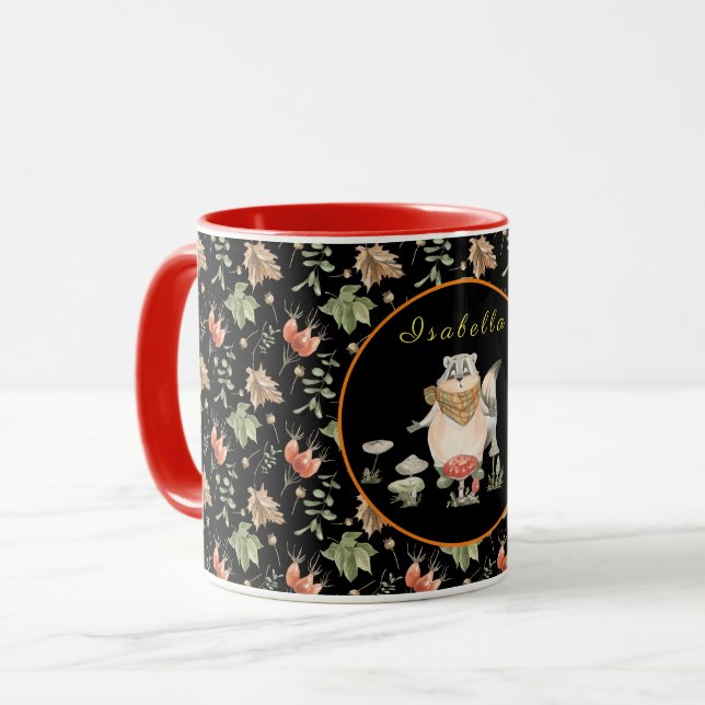 Botanisches Raccoon Anpassen von Text und Farbe Tasse (Vorderseite Links)