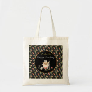 Botanisches Raccoon Anpassen von Text und Farbe Tragetasche