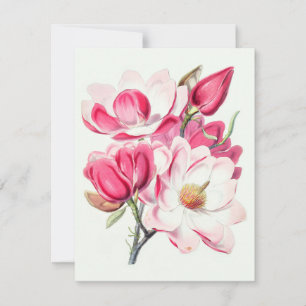 Botanisches Rosa Blume Feiertagskarte