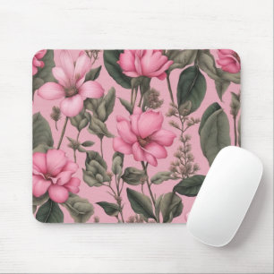 Botanisches rosa Blumenmuster Mousepad