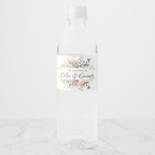 Botanisches rosa Blumenwasser Hochzeitswasserflasc