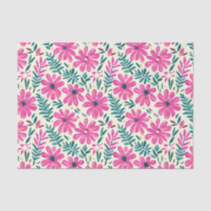 Botanisches rosa Daisy-Muster Seidenpapier