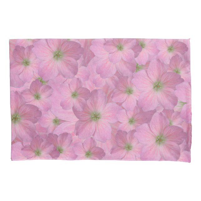 Botanisches Rosa Geranium Kissenbezug (Vorderseite)