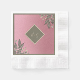 Botanisches Rosa Glitzer Glam Wedding Serviette