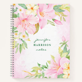 Botanisches Rosa Lily floral Notizbuch