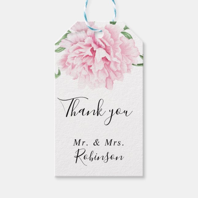 Botanisches Rosa Pink Peony Hochzeit Geschenkanhänger (Vorderseite)