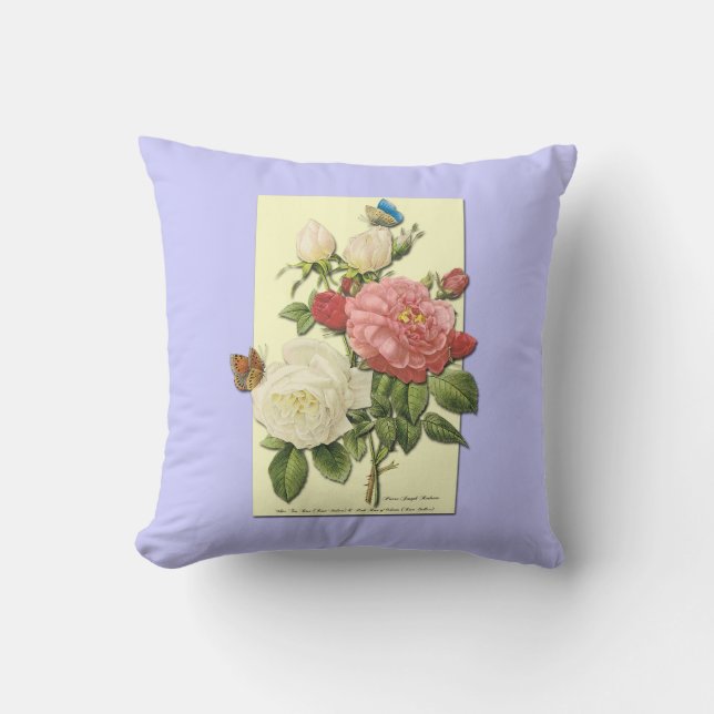Botanisches Rosa Roses Schmetterlingskissen Kissen (Vorderseite)