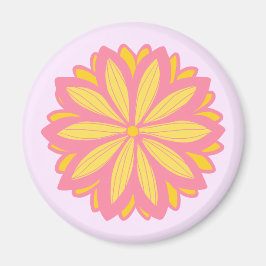 Botanisches Rosa und Gelbe Blume Magnet