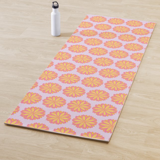 Botanisches Rosa und Gelbe Blume Yogamatte (Beispiel)