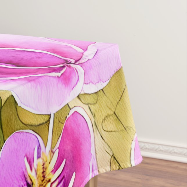 Botanisches Rosa und goldene Blume Tischdecke (Beispiel)