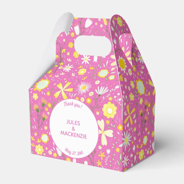 Botanisches rosa Wildblume Blumenmuster Geschenkschachtel (Vorderseite)