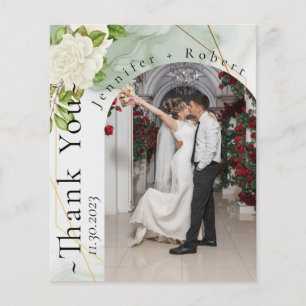 Botanisches Rosy Foto Hochzeit Danke Karte
