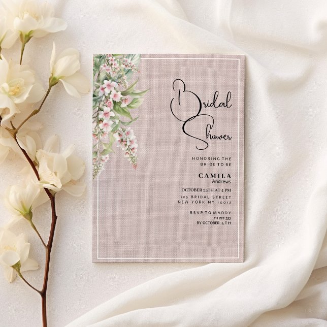 Botanisches rustikales Rosa Minze Brautparty Einladung (Botanical rustic pink mint floral Bridal Shower)