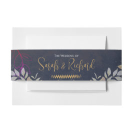 Botanisches Samt-Hochzeit der Marine und Gold Einladungsbanderole