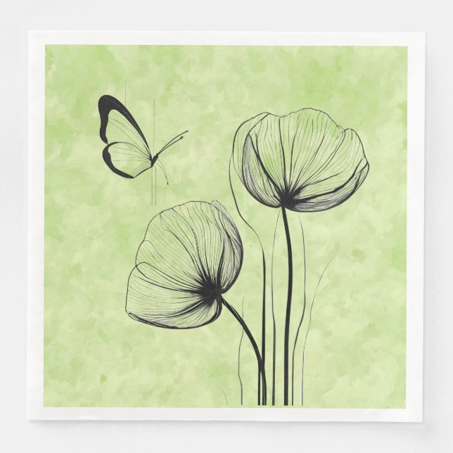 Botanisches Schmetterlingspapier Napkin - Kunst de Serviette (Vorderseite)