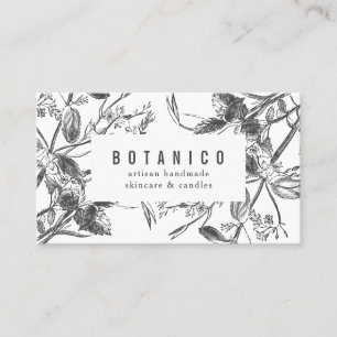Botanisches Schwarz-Weiß-Blütenschmuck Visitenkarte
