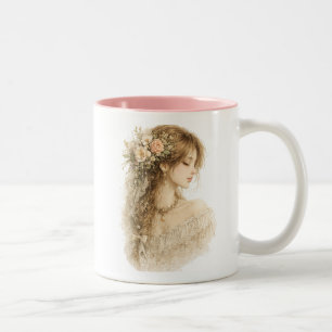 Botanisches Seitenprofil Blumen-Mug Zweifarbige Tasse