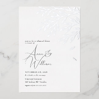 Botanisches Silver Leaf Probe Abendessen Folieneinladung