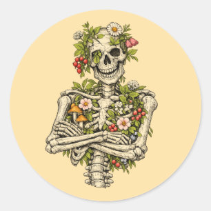 Botanisches Skelett in Power-Pose – Die Stärke der Runder Aufkleber
