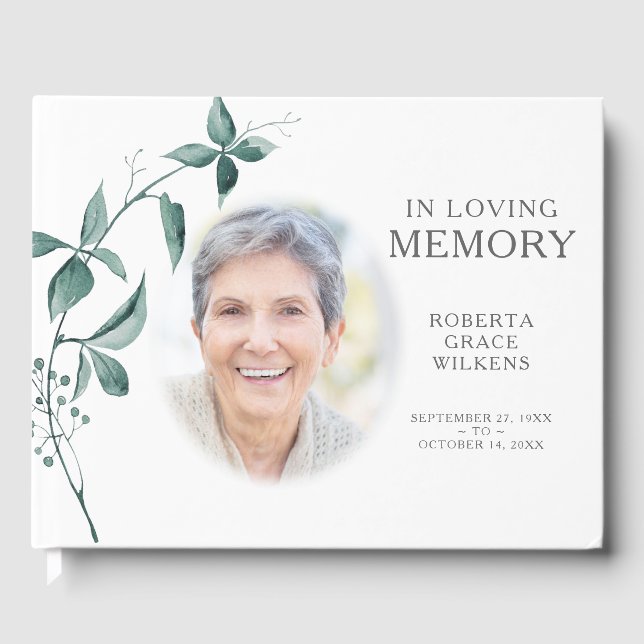 Botanisches Skript-Foto in Love Memory Watercolor Gästebuch (Vorderseite)