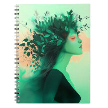 Botanisches Smaragd-Frauen-Notizbuch