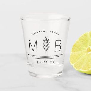 Botanisches Stem-Hochzeitmonogramm Schnapsglas