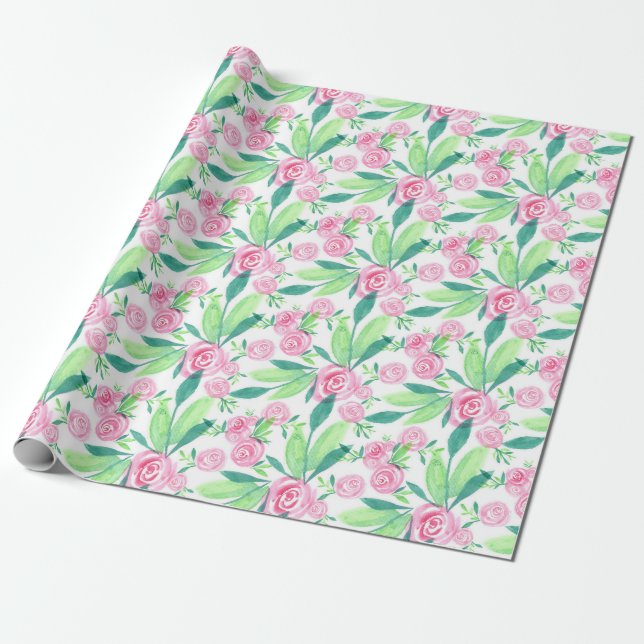 Botanisches Tapete La Rosa Watercolor Geschenkpapier (Ungerollt)
