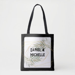 Botanisches Thema der modernen schwarzen Goldhochz Tasche