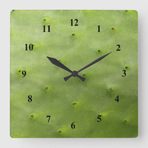 Botanisches tropisches grünes Kaktus-Foto Quadratische Wanduhr