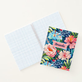 Botanisches tropisches Sommerblumenmuster Floral Notizbuch