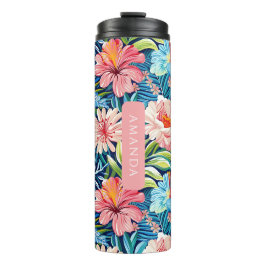 Botanisches tropisches Sommerblumenmuster Floral Thermosbecher