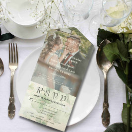 Botanisches Vierblättriges Kleeblatt Green Chartre All In One Einladung