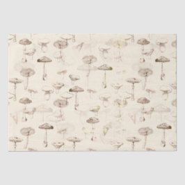 Botanisches Vintag-Beige-Pilzmuster Seidenpapier