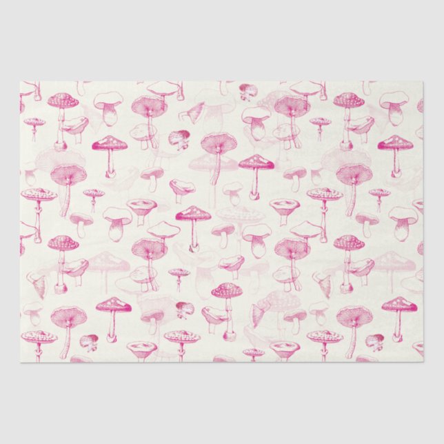 Botanisches Vintag rosa Mushroom-Muster Seidenpapier (Vorderseite)
