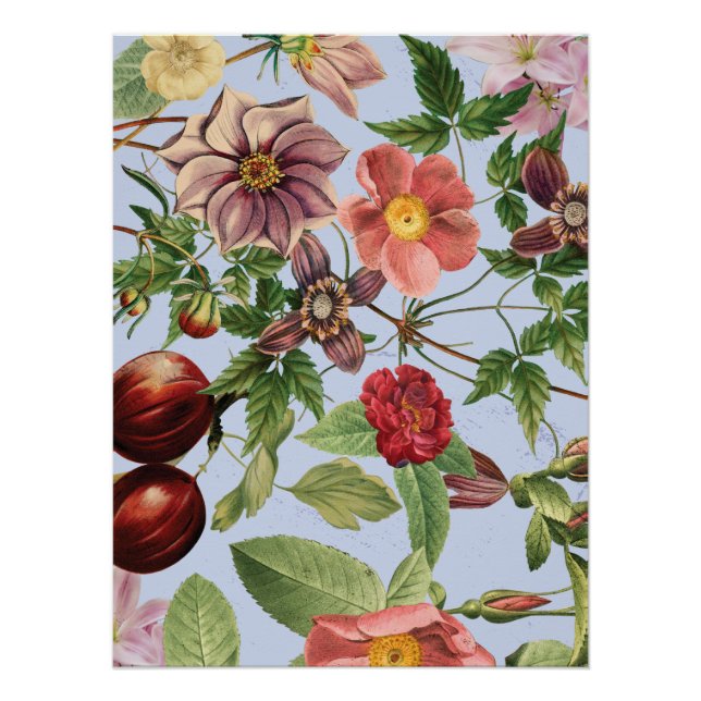 Botanisches Vintage-Design Poster (Vorderseite)