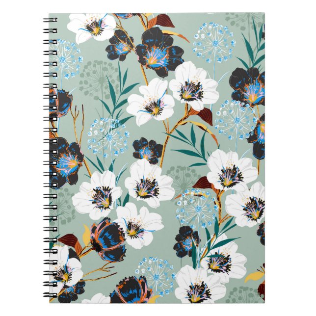 Botanisches Vintages Blumenmuster Notizblock (Vorderseite)